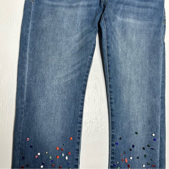 Pilcro and the Letterpress Cropped Jeans Womens Size 29 8 Slim Straight Jeweled - Picture 3 of 12